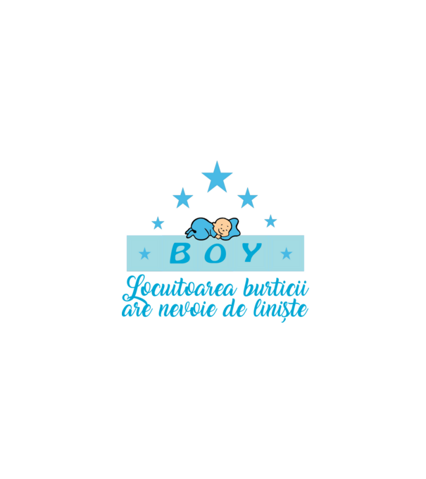BOY- Locuitorul burticii are nevoie liniște model alb pe tricou