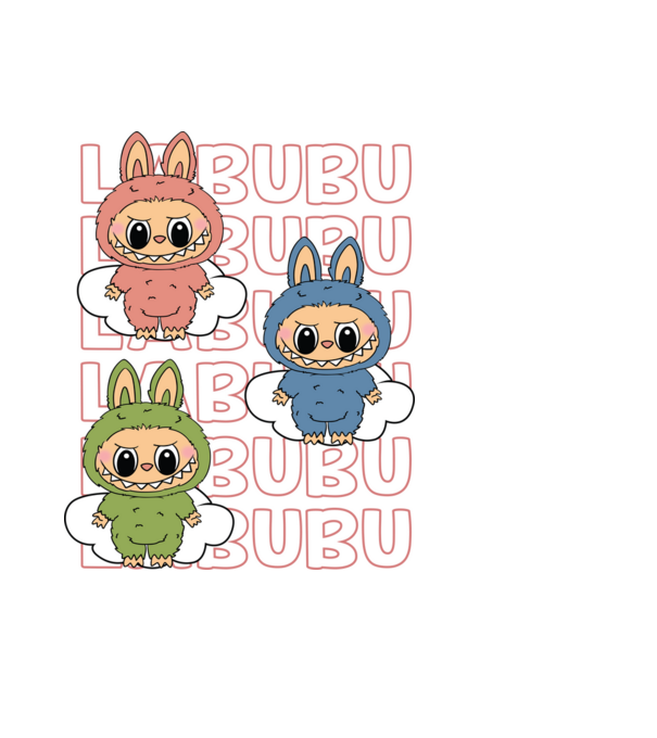 LABUBU model albastru deschis pe tricou