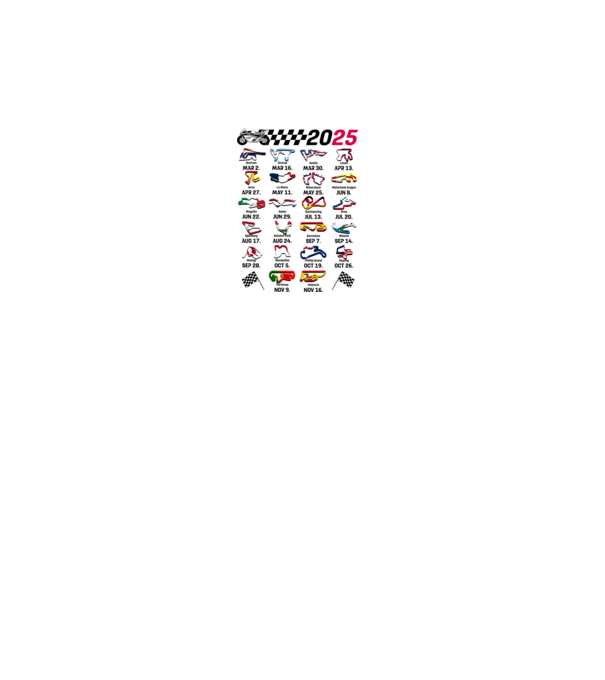 MOTOGP 25 CALENDAR alb model alb pe tricou