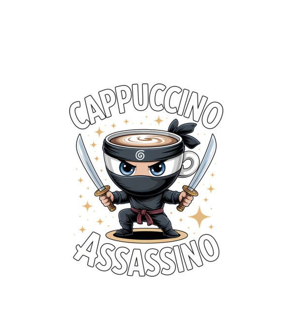 Cappuccino Assassino model alb pe tricou