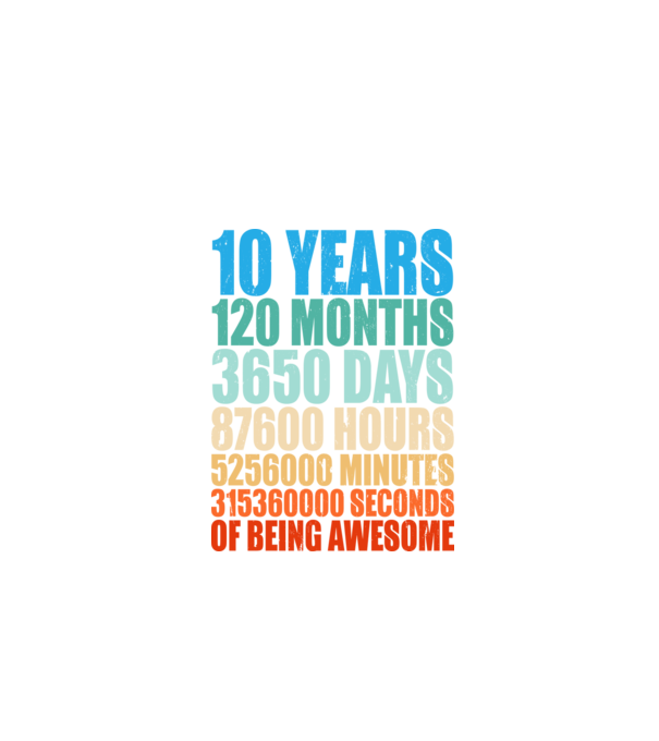 10 years of being awesome model negru pe tricou