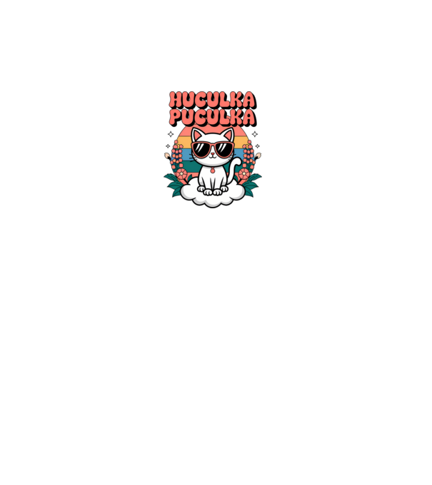 Huculka Puculka pisică 1 model alb pe tricou