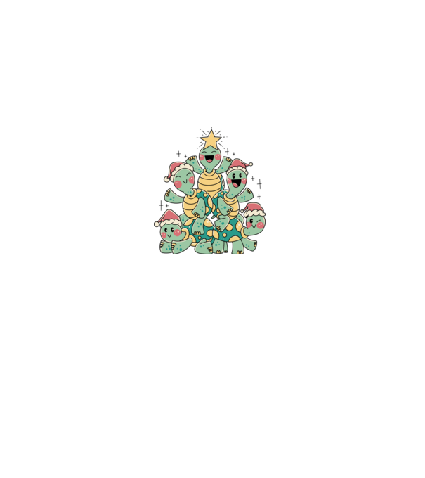 Turtle christmas tree model negru pe tricou