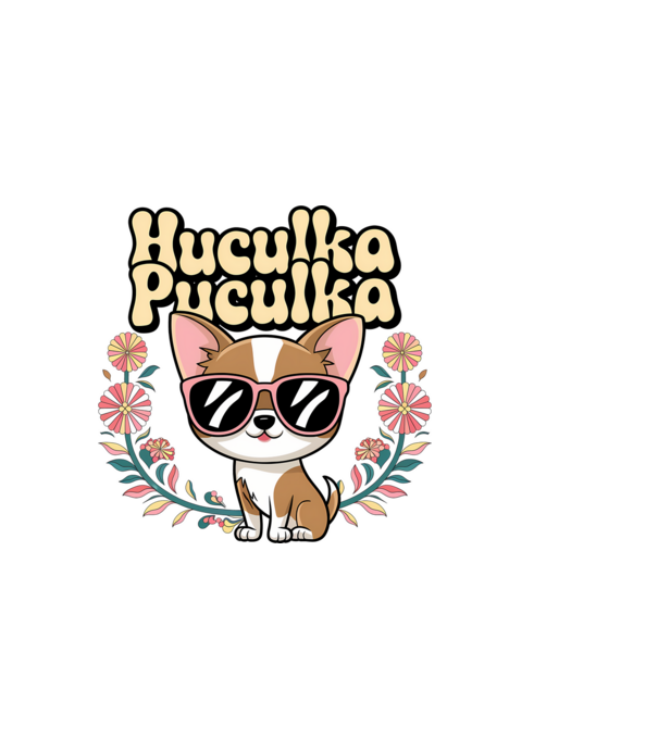 Huculka Puculka câine 1 model alb pe tricou