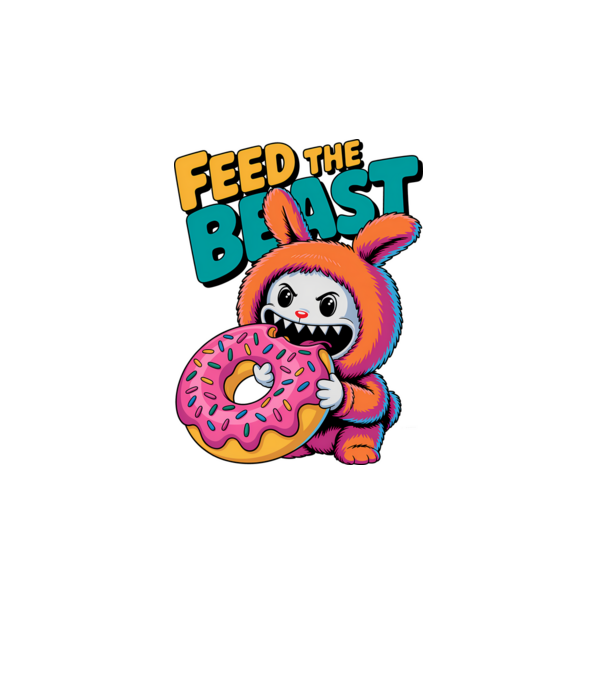 Feed the beast model alb pe tricou