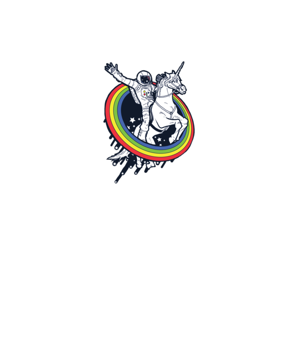 Unicorn Spaceman model gri închis pe tricou
