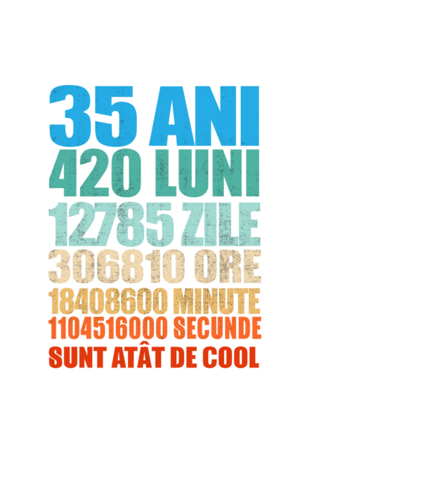 De 35 ani - luni - zile - ore - minute - secunde - sunt atât de cool model negru pe tricou
