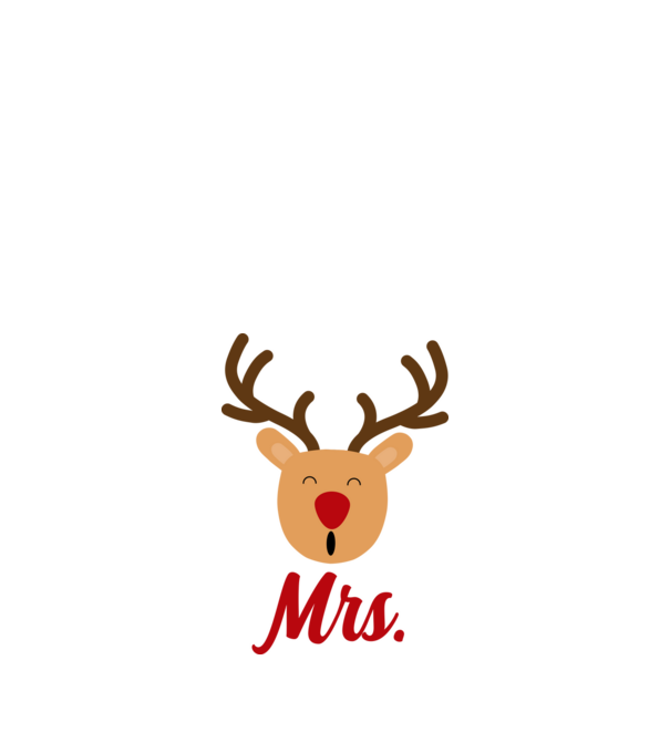 Mrs Reindeer christmas couple model alb pe tricou
