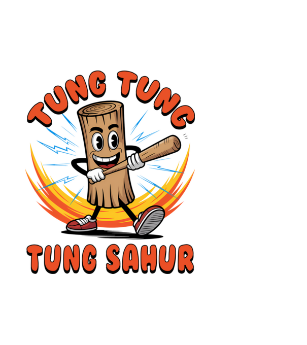 Tung Tung Tung Sahur drăguț model alb pe tricou