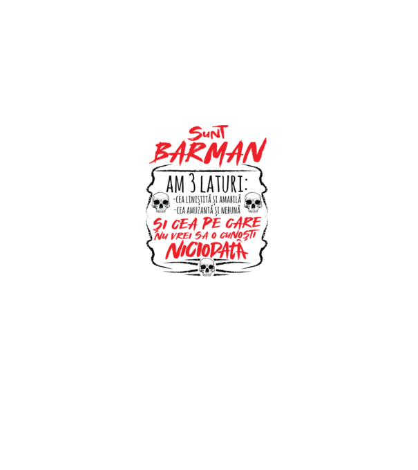 sunt barman am 3 laturi model gri pe tricou