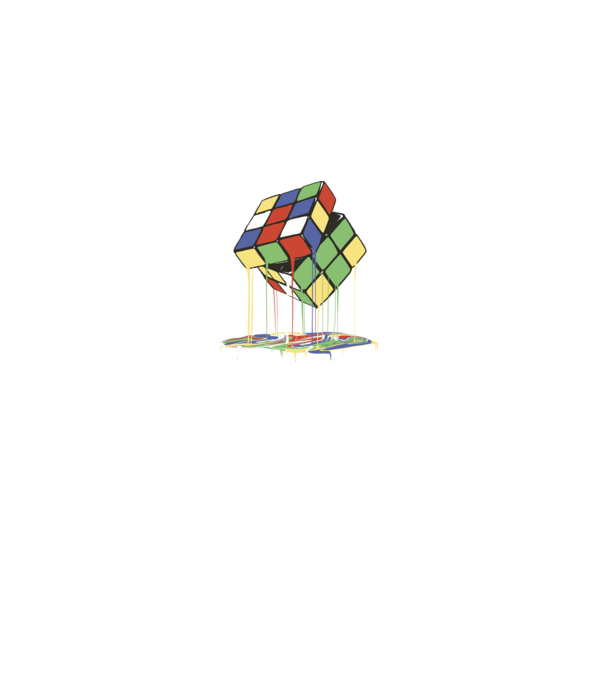 Melting Rubik cube model negru pe tricou