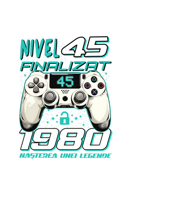 Nivel finalizat 45 1980 model negru pe tricou
