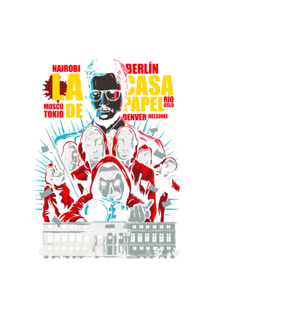 La casa de papel ilutración model negru pe tricou