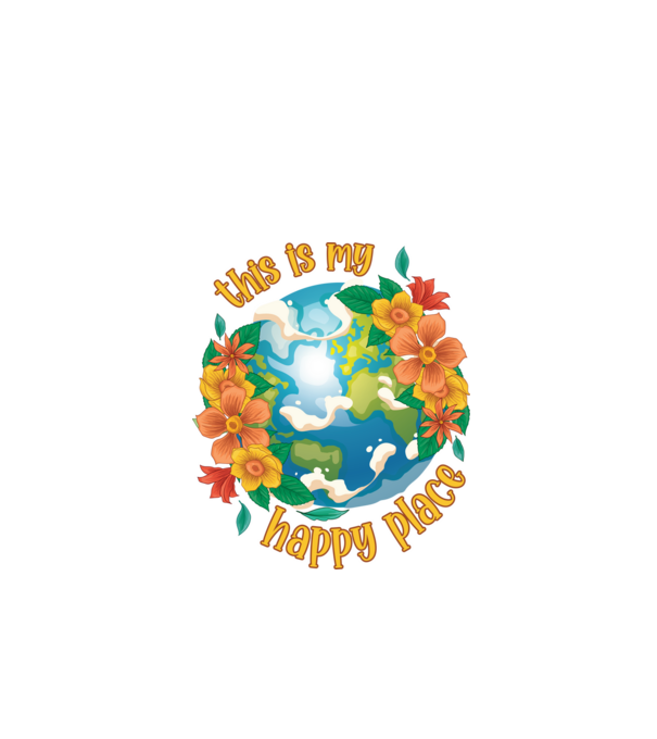 Happy Place model alb pe tricou