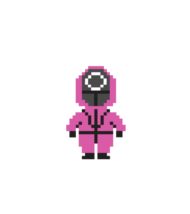 squid game pixel model negru pe tricou