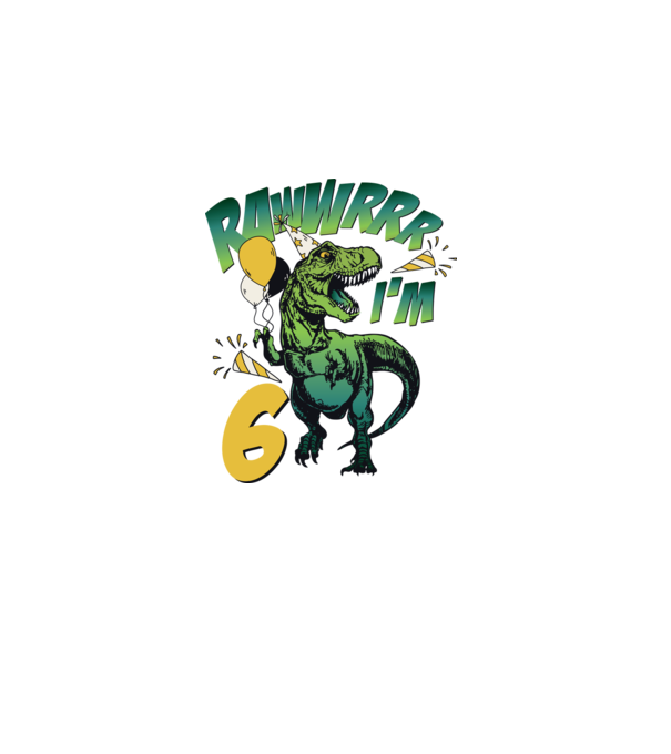'Birthday Dinosaur rawww i''m 6' model alb pe tricou
