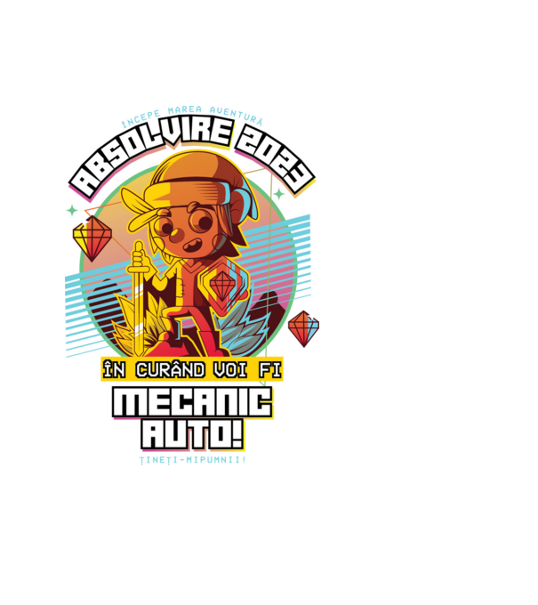 absolvire 2023 mecanic auto model negru pe tricou