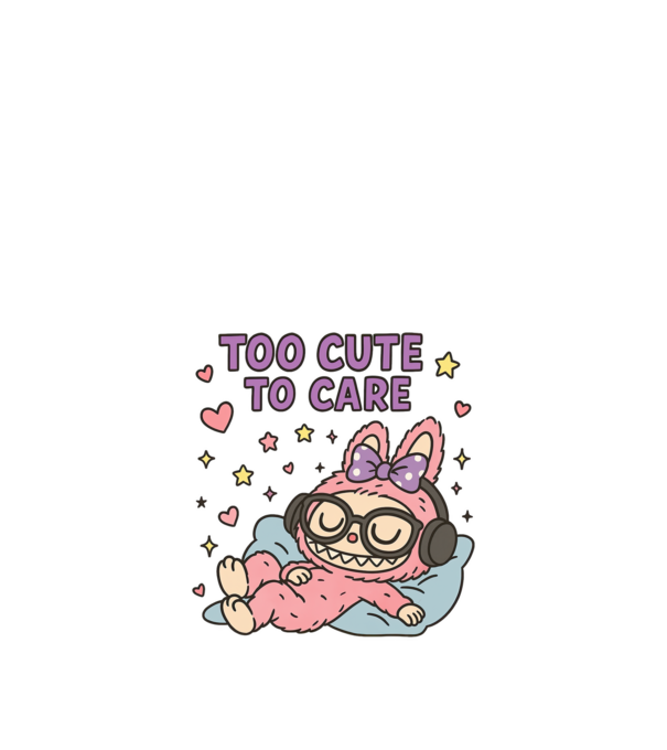 Too cute to care model negru pe tricou