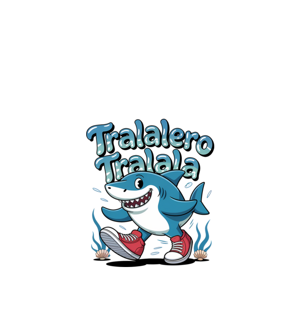 Tralalero Tralala drăguț model negru pe tricou