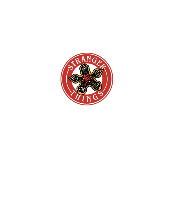 stranger things logo bucks model roșu pe tricou