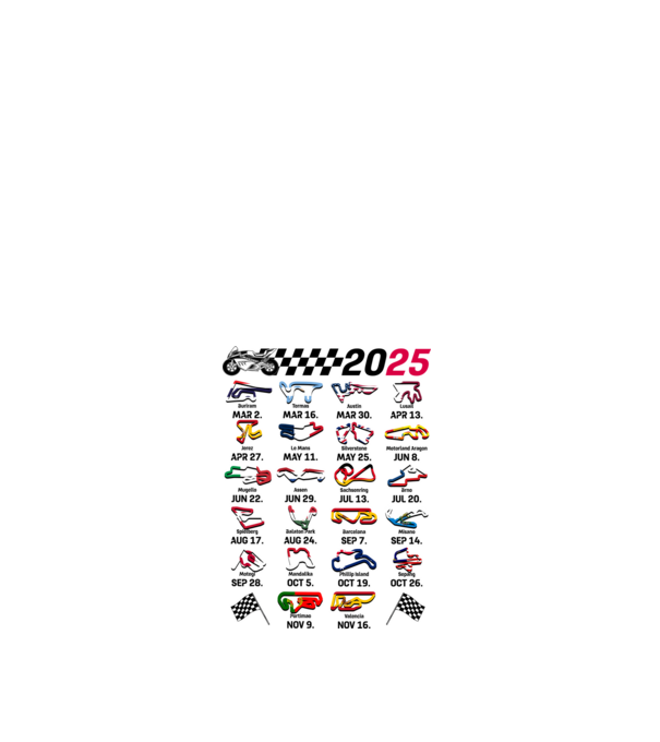 MOTOGP 25 CALENDAR alb model alb pe tricou
