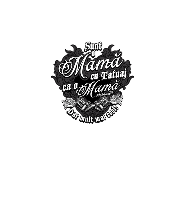 Sunt o mama cu tatuaj, ca o mama obișnuit, dar mult mai cool model turcoaz pe tricou
