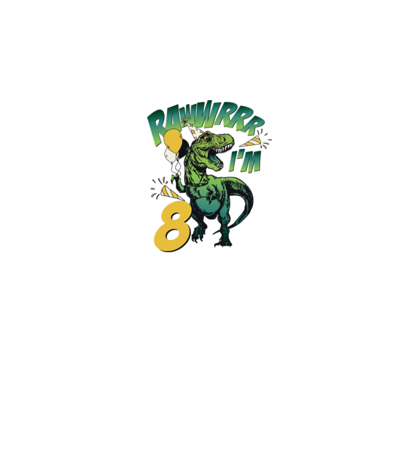 'Birthday Dinosaur rawww i''m 8' model alb pe tricou