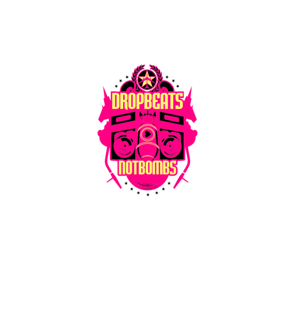 Drop Beats Not Bombs model galben neon pe tricou