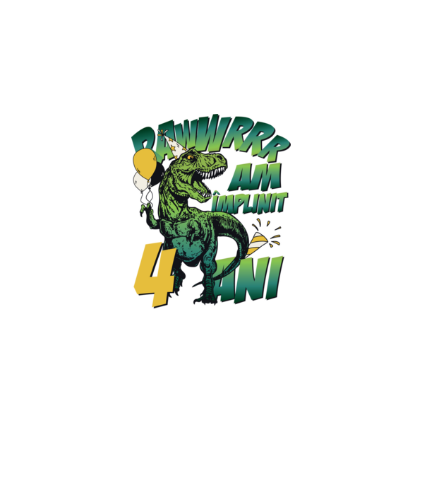 Rawr Am împlinit 4 ani model alb pe tricou