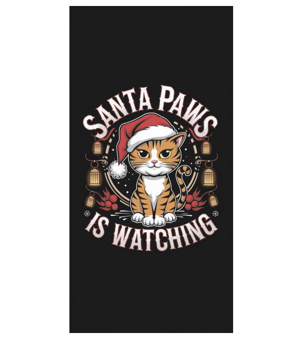 Santa paws is watching model alb pe tricou