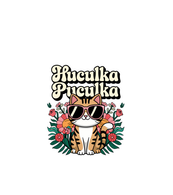 Huculka Puculka pisică 3 model alb pe tricou