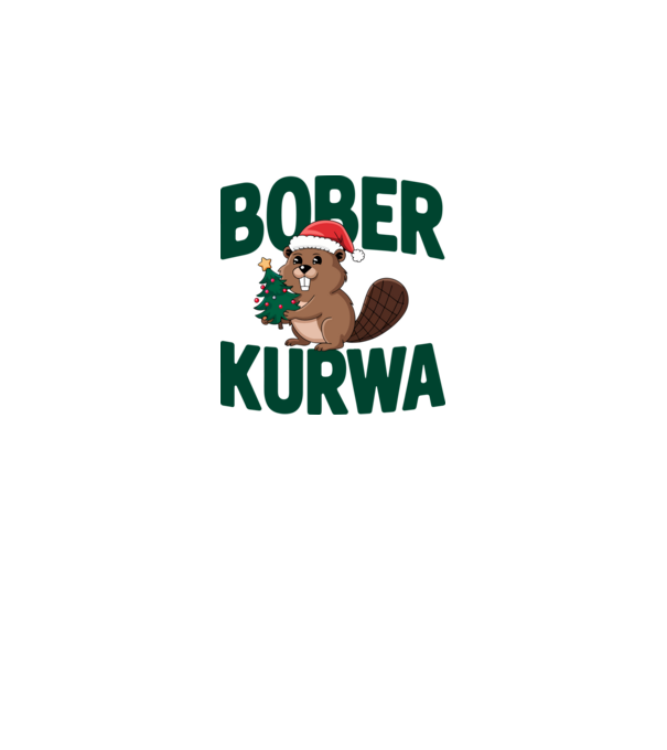 Bober kurwa xmas model alb pe tricou