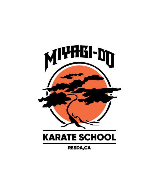 Miyagi-do karate school model alb pe tricou