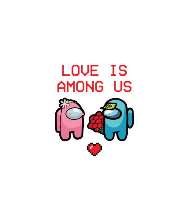 Among us love model alb pe tricou