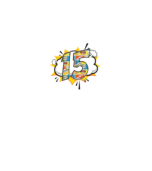 Birthday Comic Number 15 model albastru jeanși pe tricou