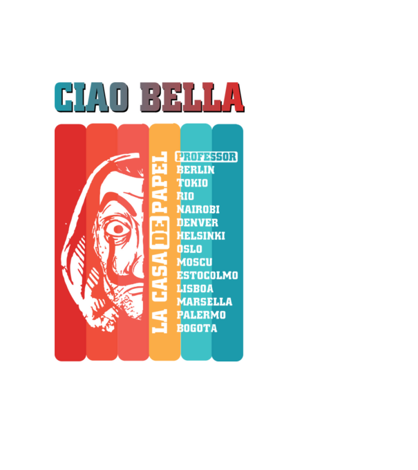 ciao bella retro model negru pe tricou