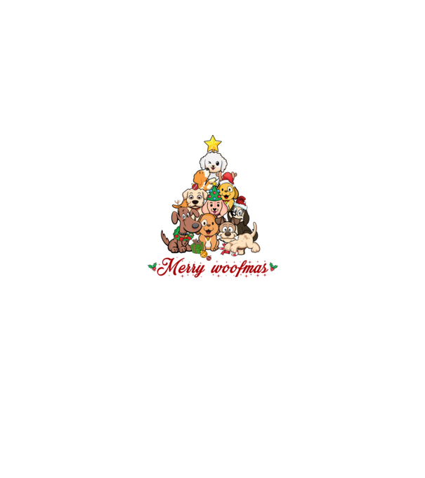 Merry woofmas model negru pe tricou