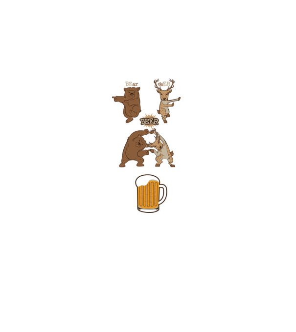Bear deer beer model alb pe tricou
