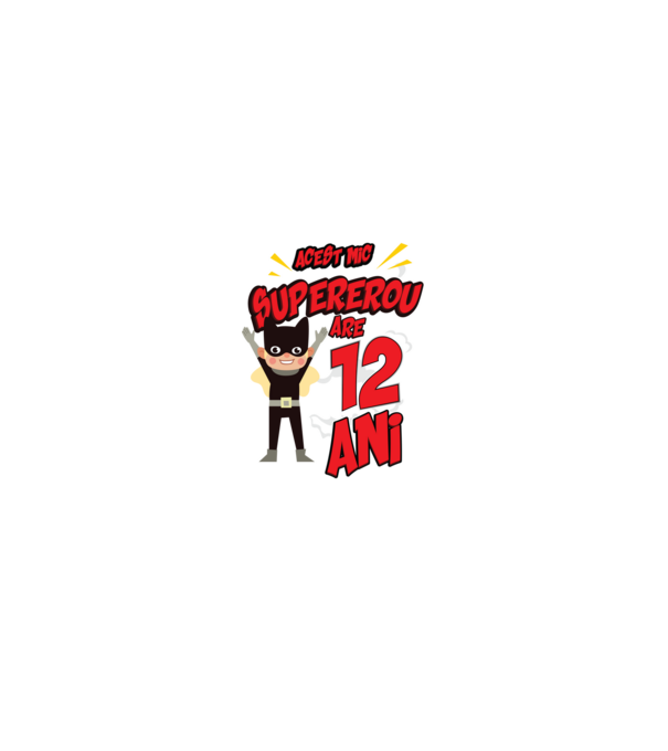 Acest mic supererou are 12 ani model negru pe tricou