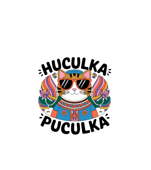 Huculka Puculka pisică 3 model alb pe tricou