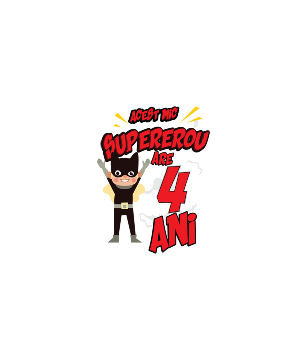 Acest mic supererou are 4 ani model negru pe tricou