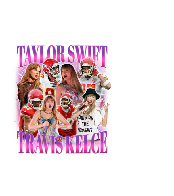 Taylor Swift ERAS Travis Kelce bootleg model negru pe tricou