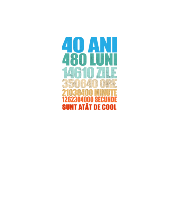 De 40 ani - luni - zile - ore - minute - secunde - sunt atât de cool model negru pe tricou