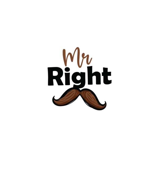 Mr right model alb pe tricou