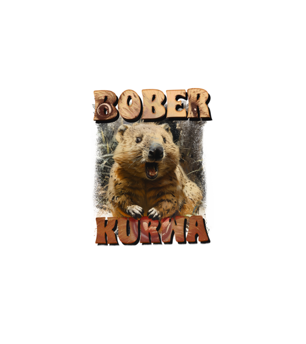 BOBER wombat model negru pe tricou