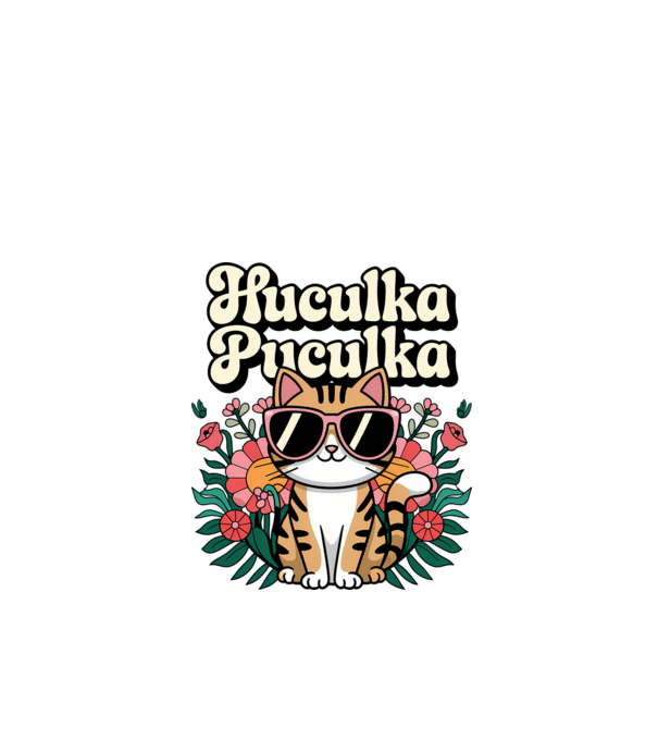 Huculka Puculka pisică 3 model alb pe tricou