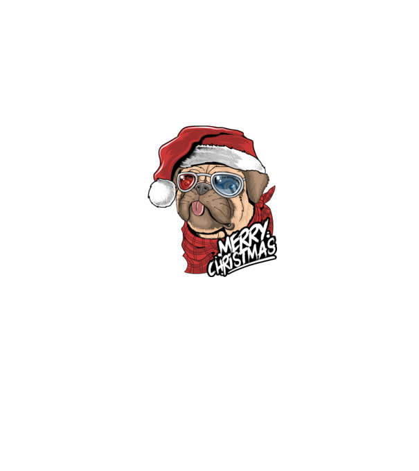 Merry Christmas Mopsz model albastru jeanși pe tricou