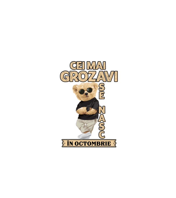 Teddy cel cool octombrie model negru pe tricou