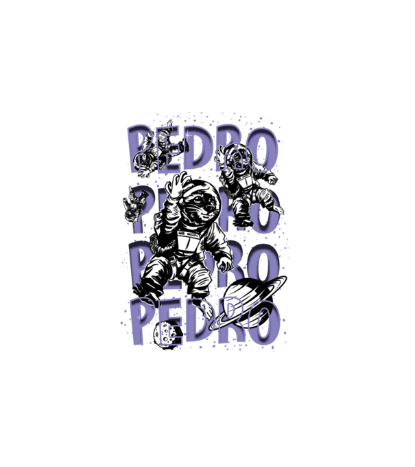 SPACE PEDRO model alb pe tricou