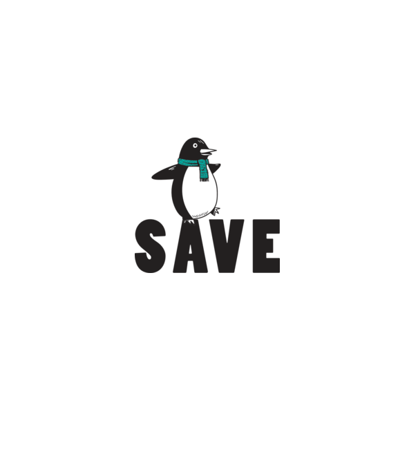Save penguin model alb pe tricou